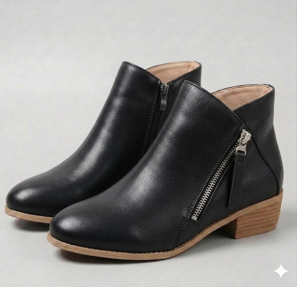 Arely | Ankle Boots with Side Zipper and Block Heel