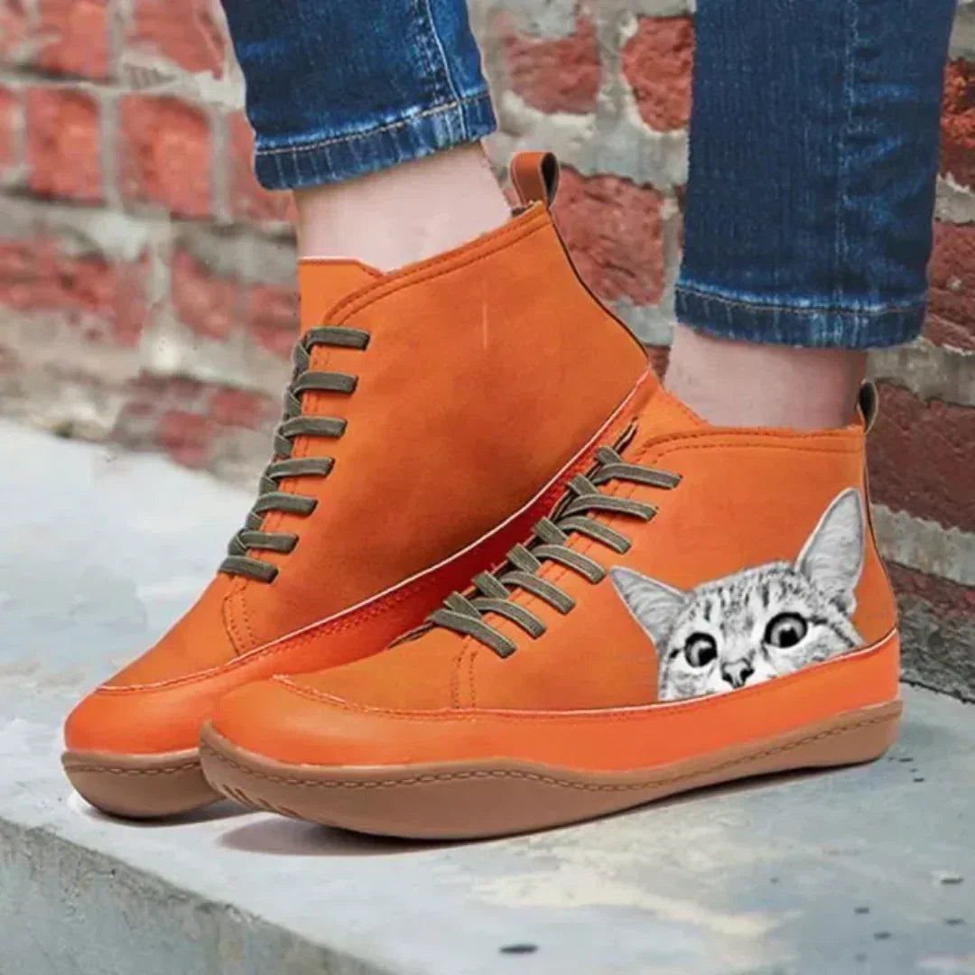 Fenna  | Cat Print Hi-Top Trainers