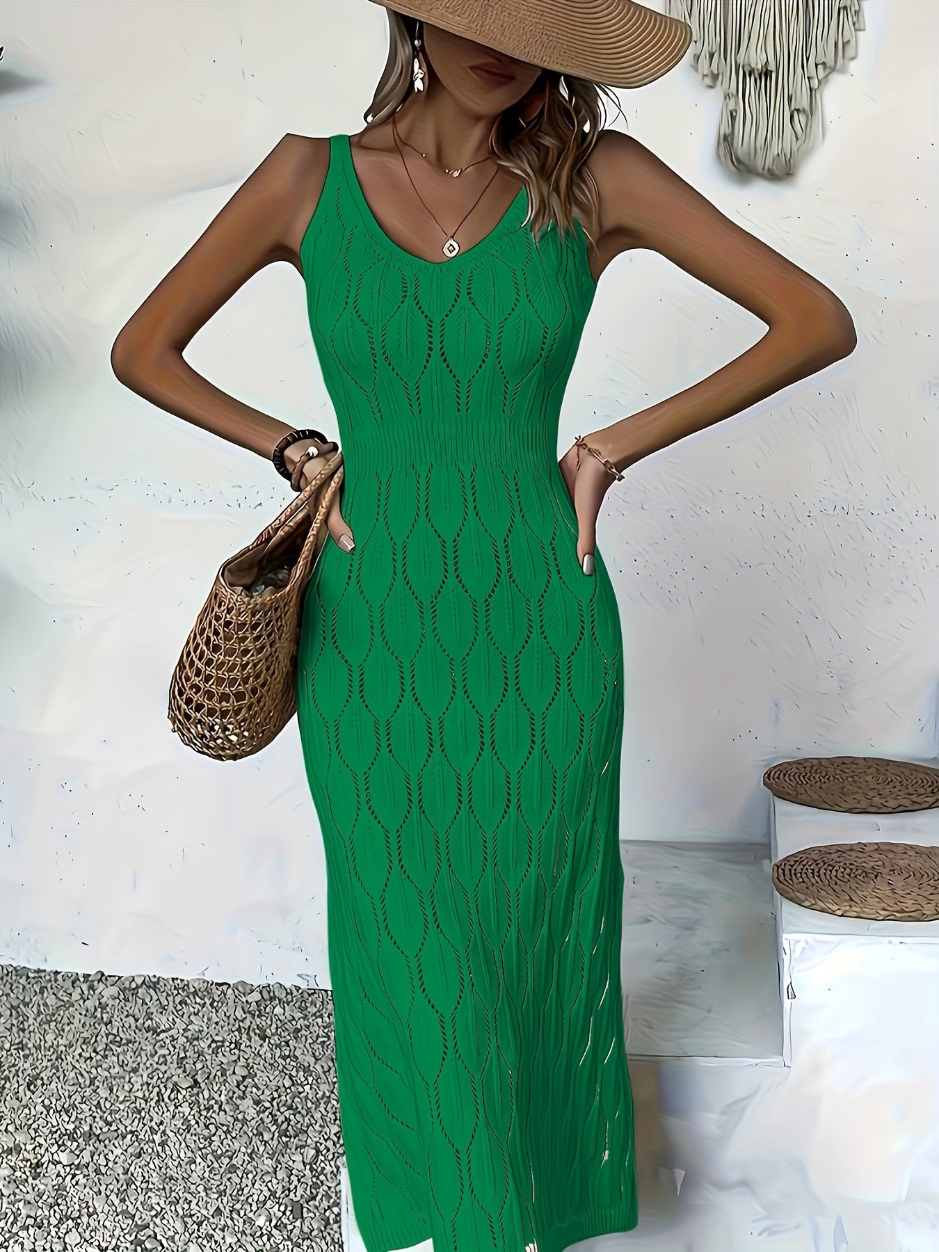 Luciana | Knitted V-Neck Sleeveless Midi Dress