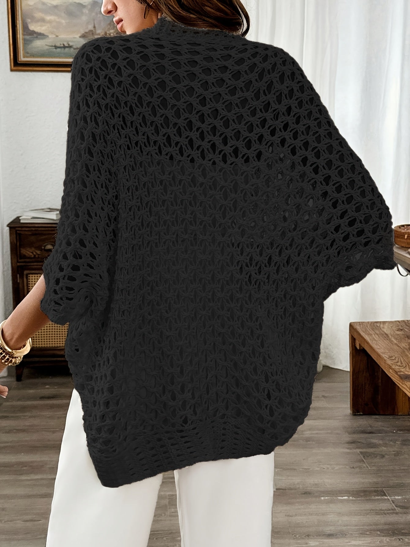 Etleva | Open Knit Batwing Sleeve Cardigan