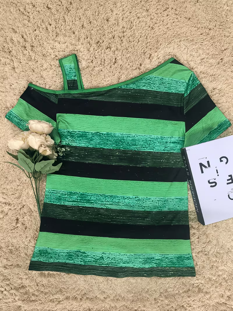 Sittina | Striped Cold Shoulder Cut-Out Top