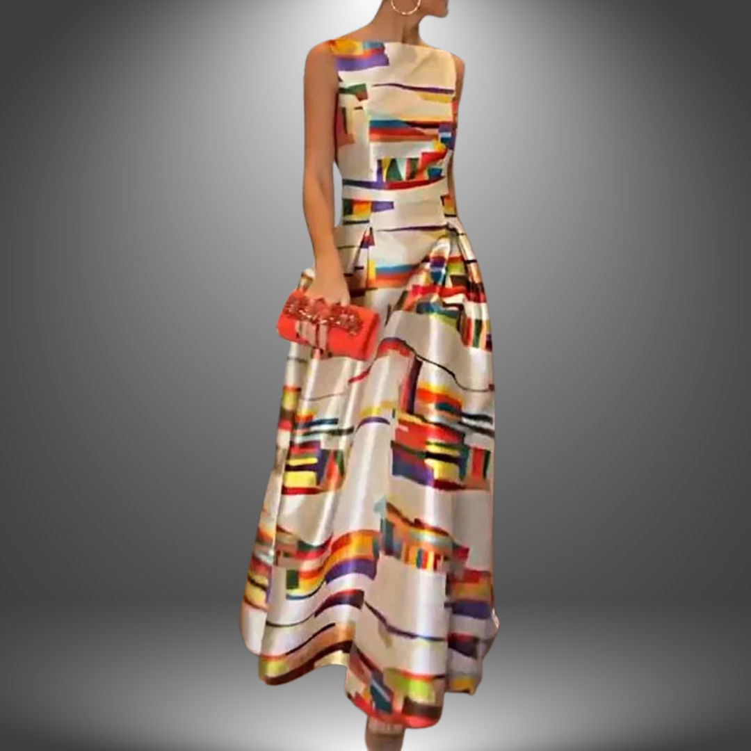 Misa | Sleeveless Geometric Print Maxi Dress