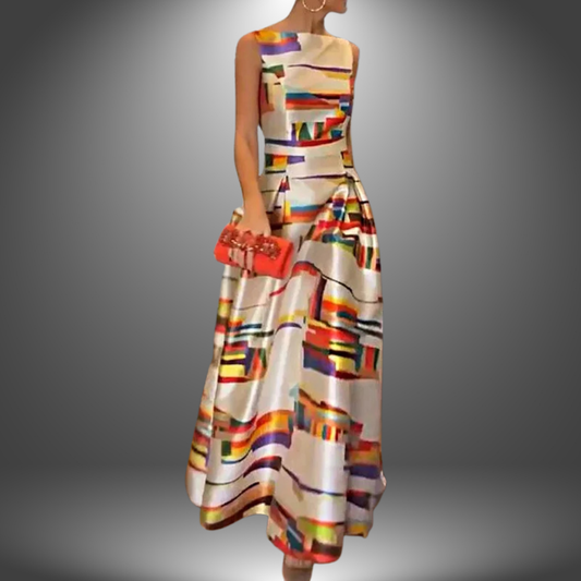 Misa | Sleeveless Geometric Print Maxi Dress