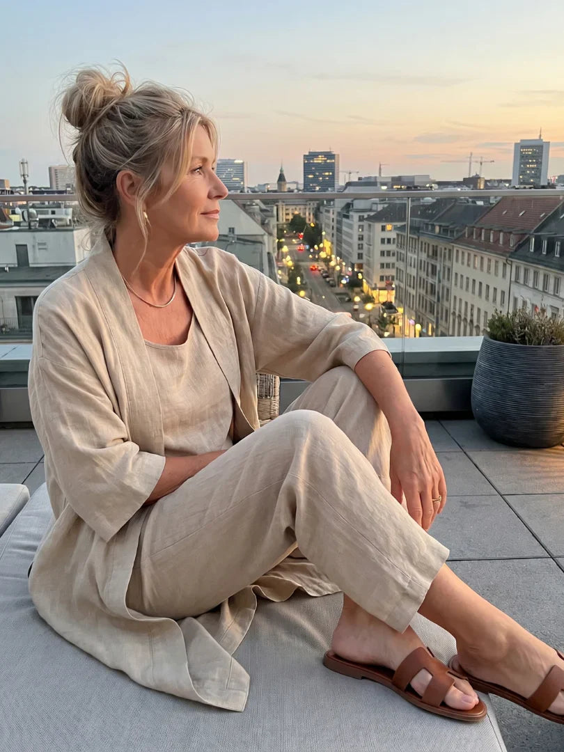 Amberley | Linen Style Three Piece Trouser Set