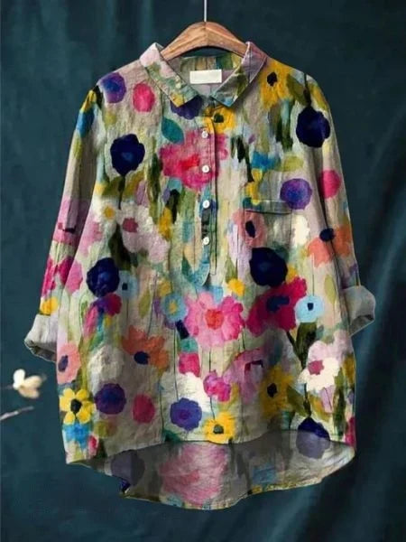 Emery | Painterly Floral Long Sleeve Blouse
