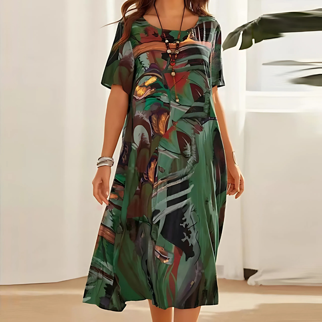Filomena | Abstract Print Midi Summer Dress