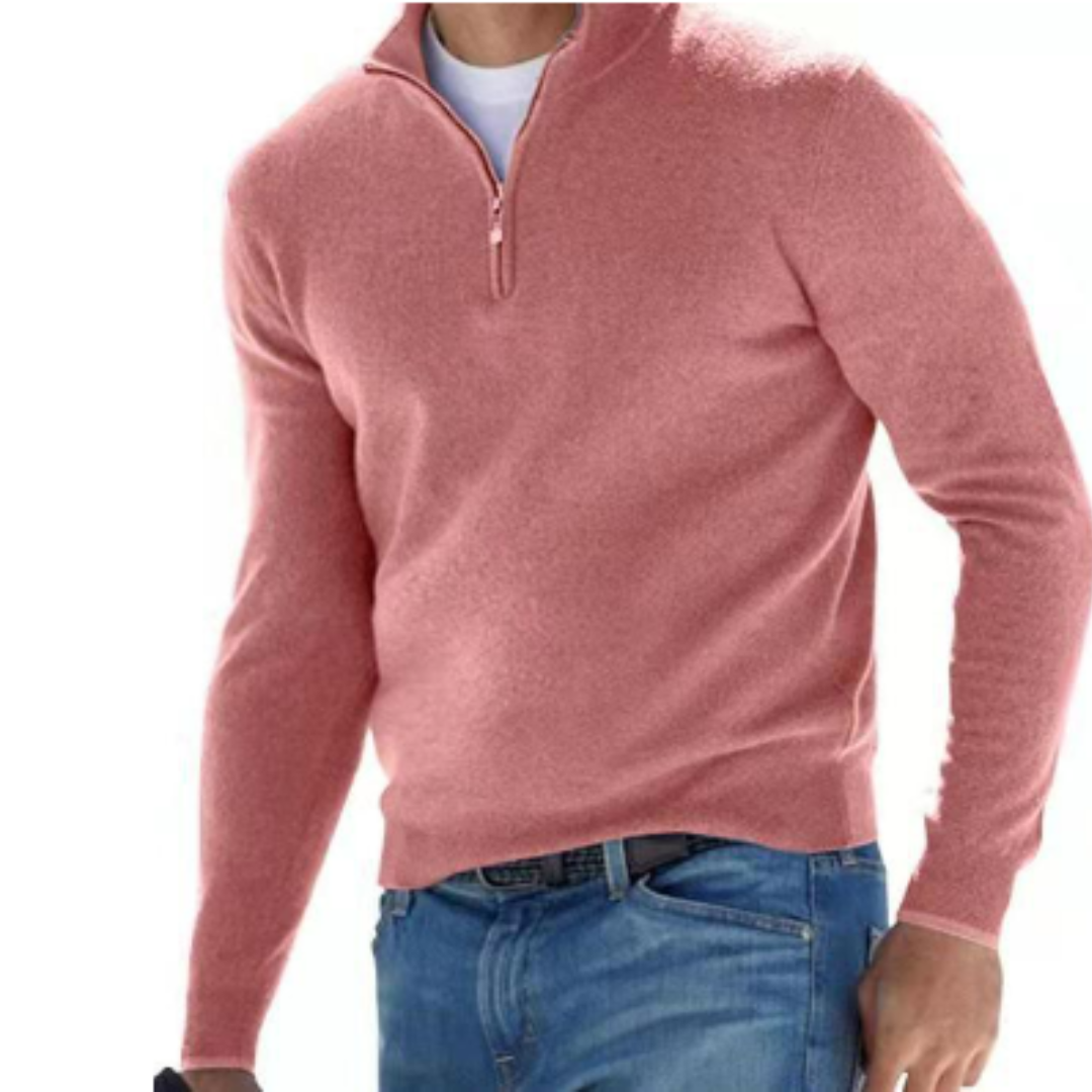 Robbert | Pullover Jumper with Quarter Zip and Stand Collar