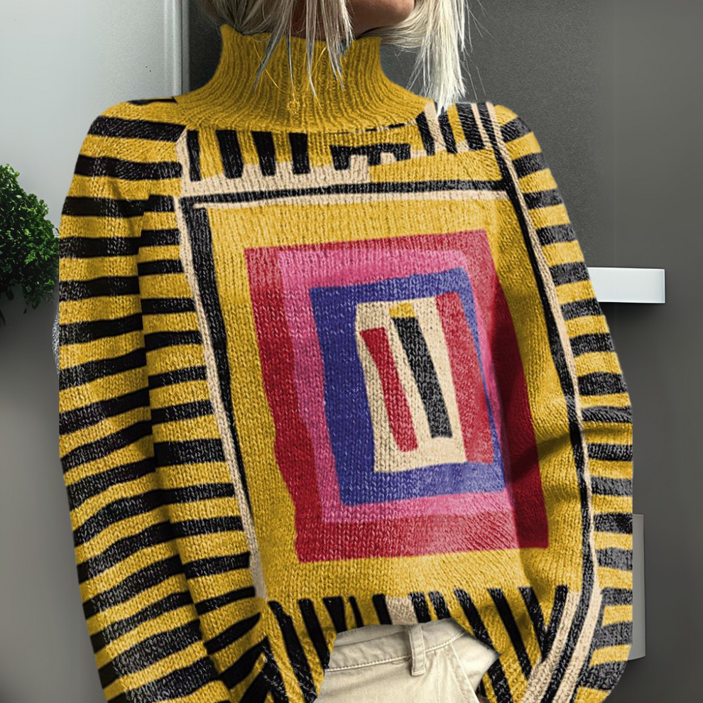 Rasha | High Neck Printed Knitted Jumper