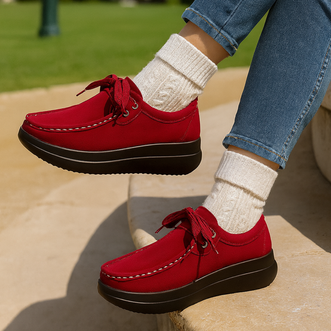 Tonja – Lace Up Suede Style Comfort Shoes