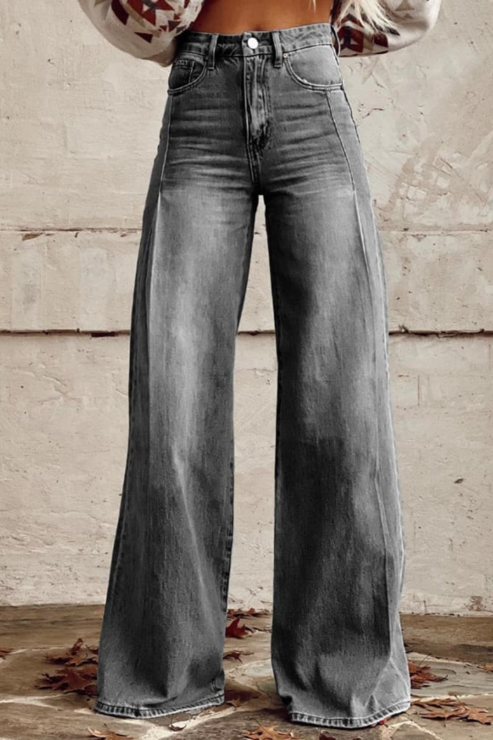 Mailin | Wide Leg Floral Denim Jeans