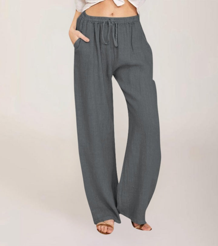 Maialen | Wide Leg Trousers Elastic Waist Drawstring