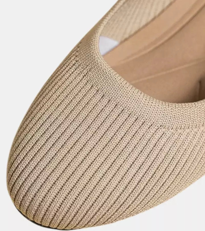 Alfia | Ballet Flats Ribbed Round Toe Slip On