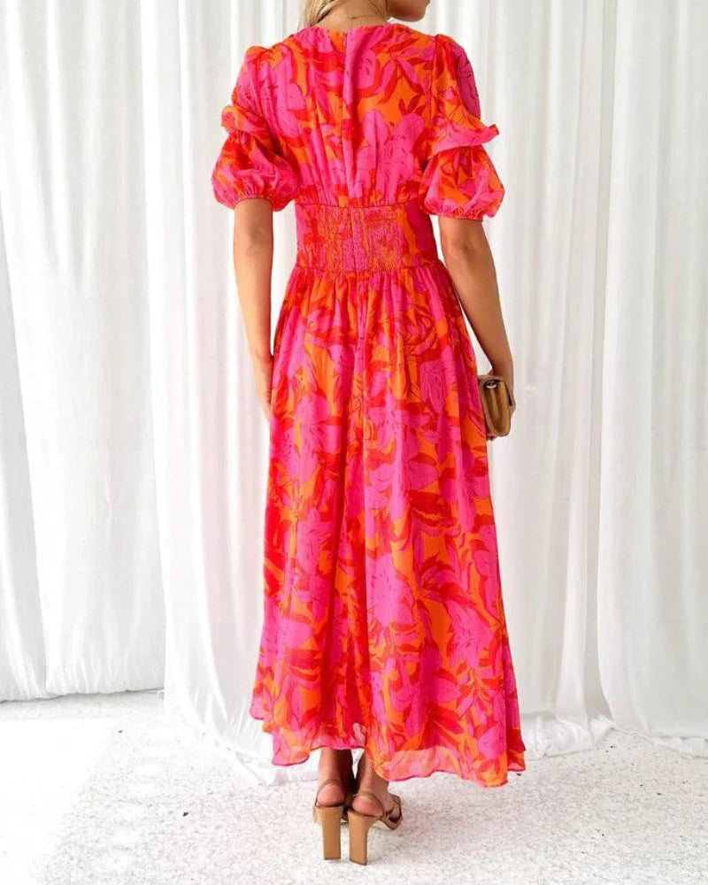 Derana | Maxi Dress Pink Orange Floral Print