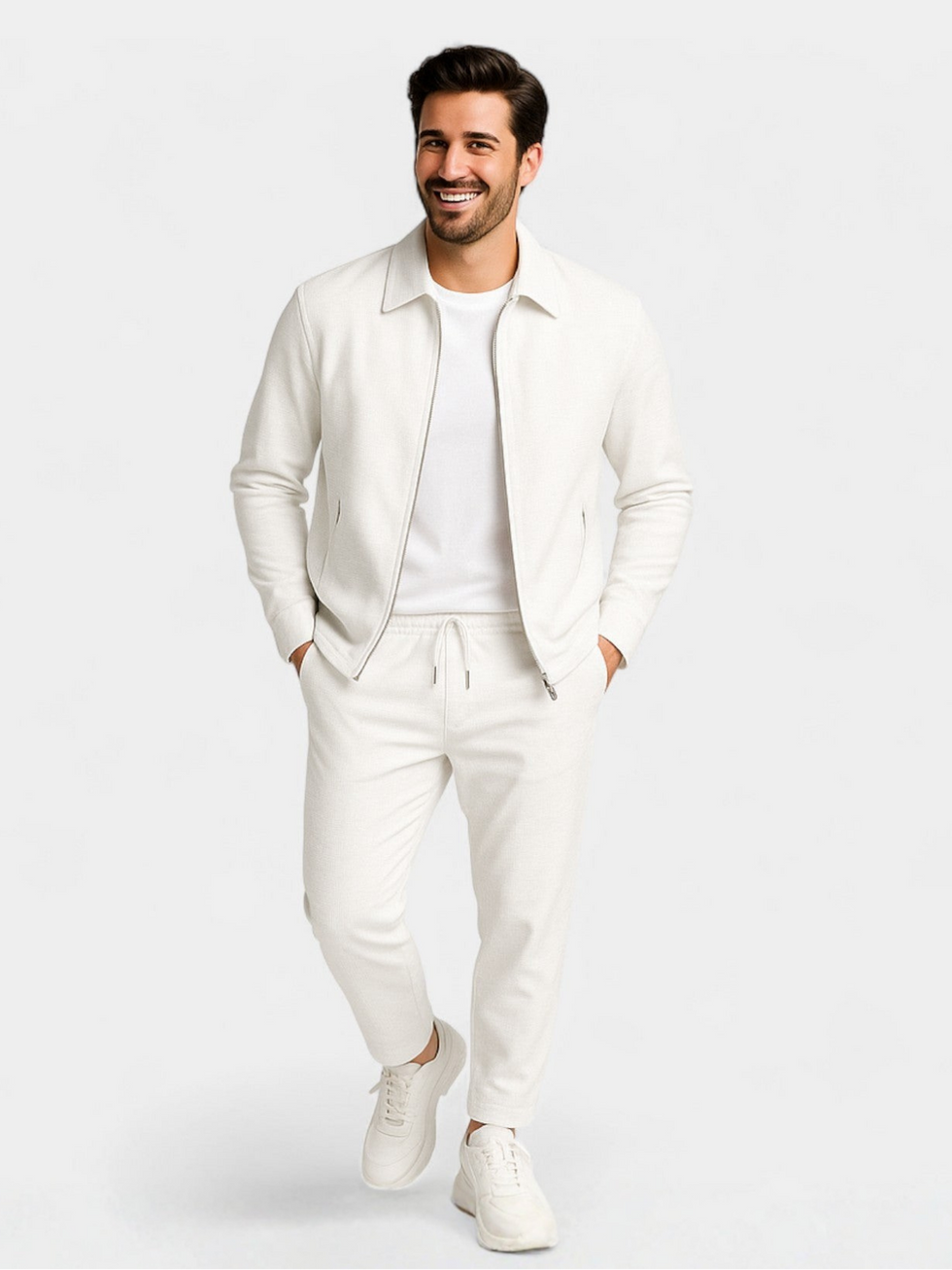 Tobiana | Jacket Trouser Set Textured Zip Front