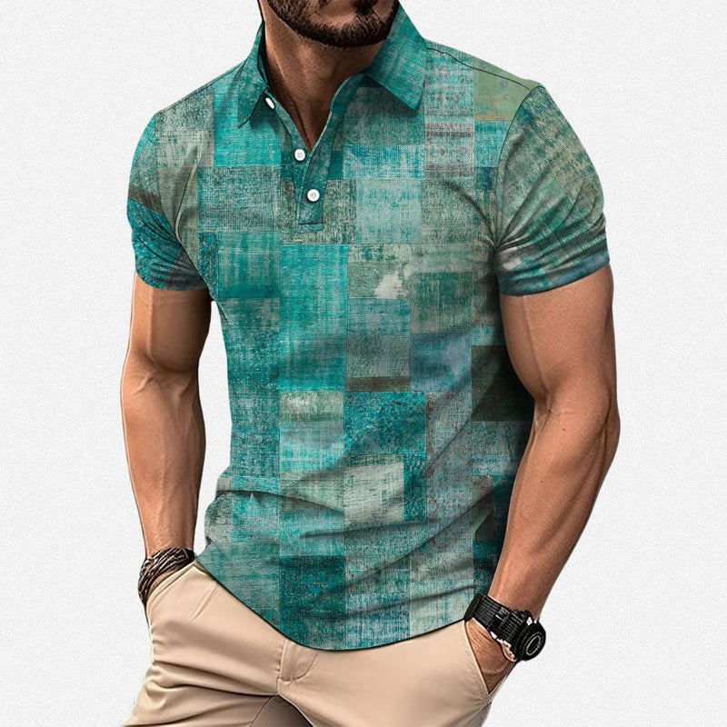 Gasan | Colour Block Patchwork Polo Shirt