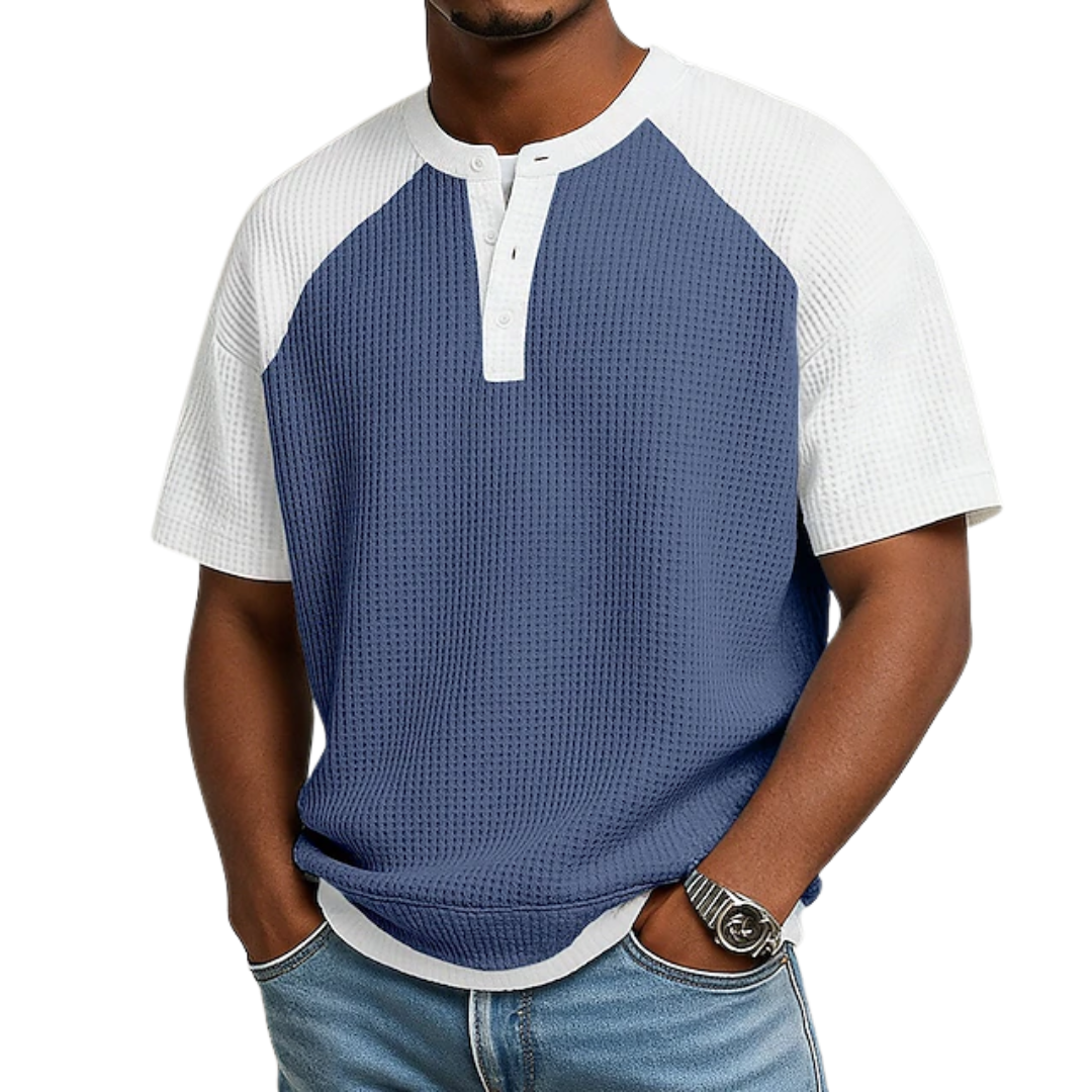 Jayz | Waffle Knit Colour Block Henley T-Shirt