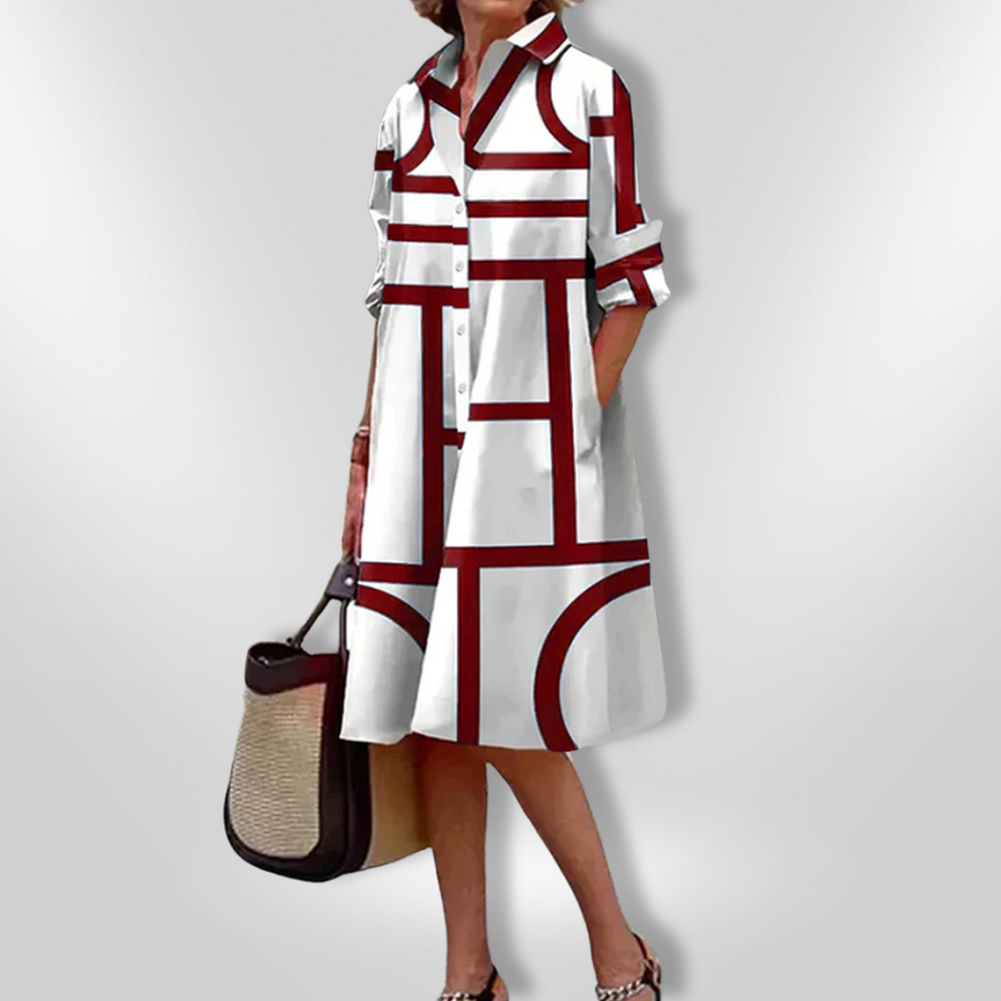 Lynna | Geometric Print Shirt Dress