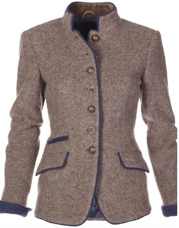 Mirjam | Stand Collar Button Front Blazer