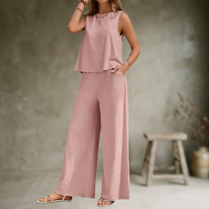 Alizeh | Sleeveless Wide Leg Lounge Set