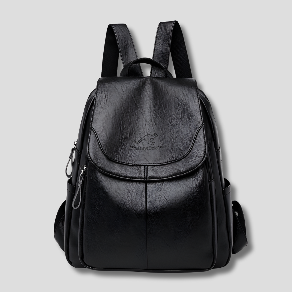 UrbanMuse | Leather Style Backpack with Flap Top