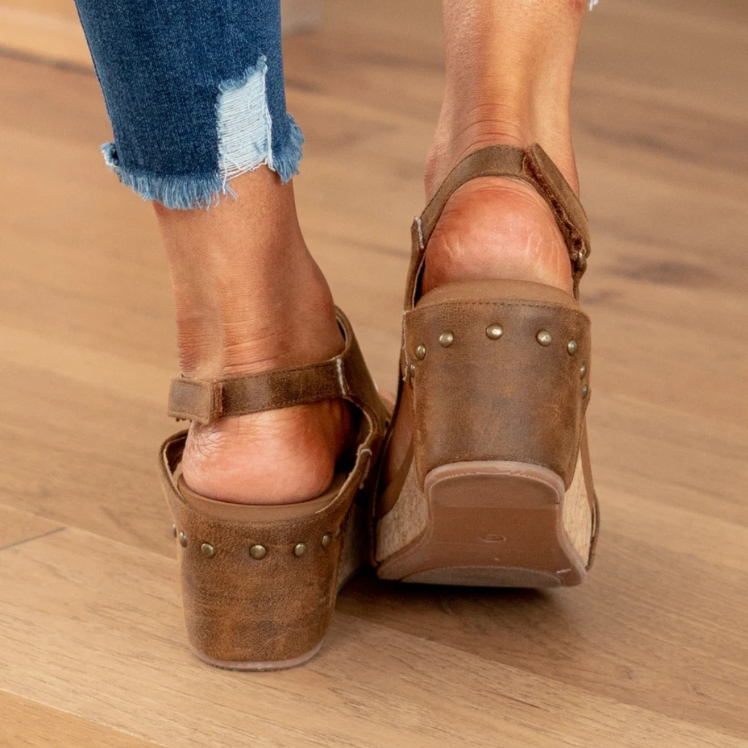 Makrina - Wedge Heel Open Toe Slingback Sandals