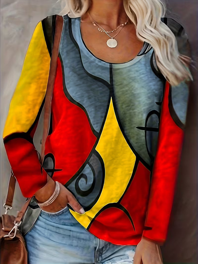 Vespis | Abstract Geometric Print Long Sleeve Top