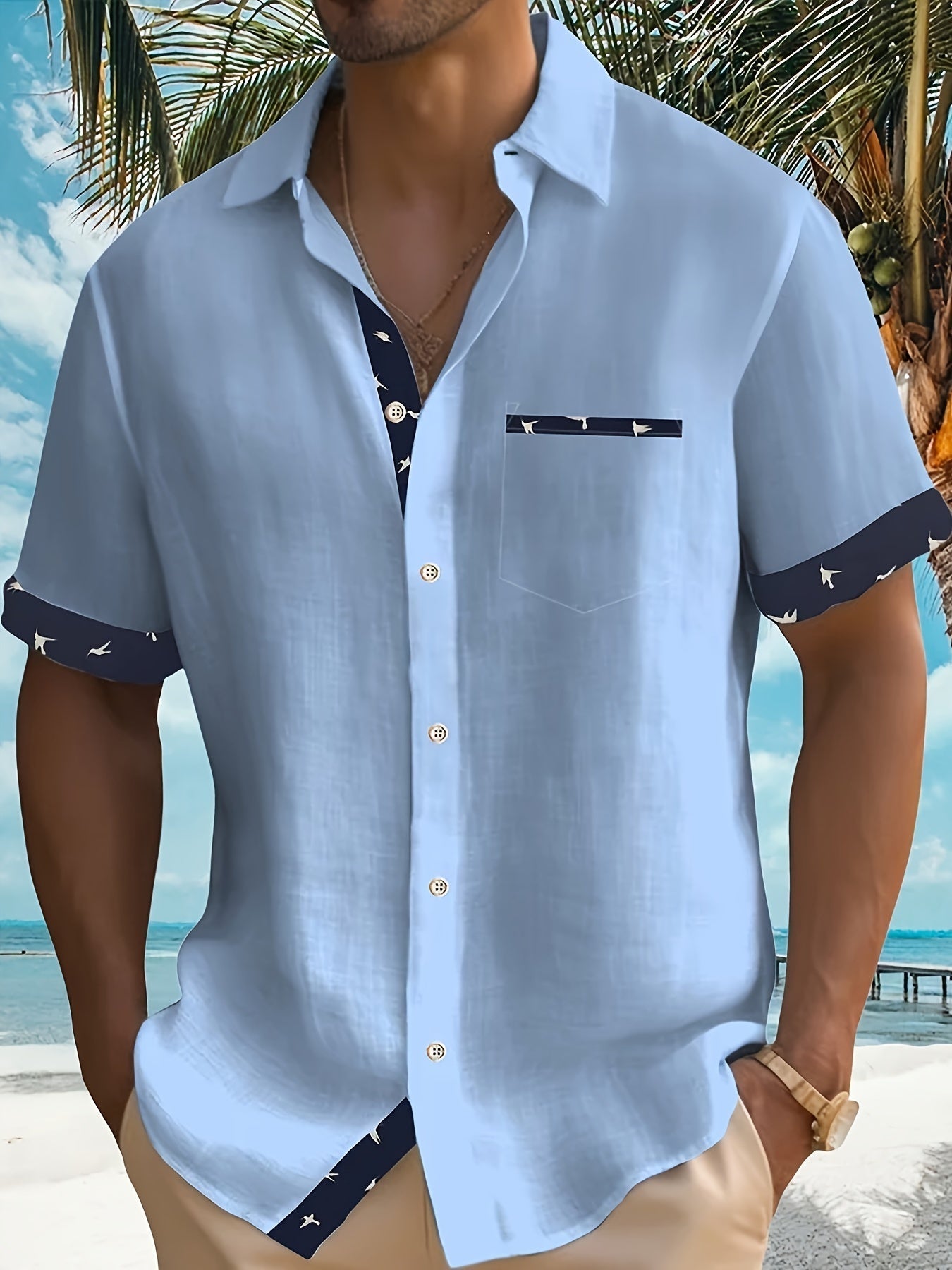 Julio - Short Sleeve Contrast Trim Button Shirt