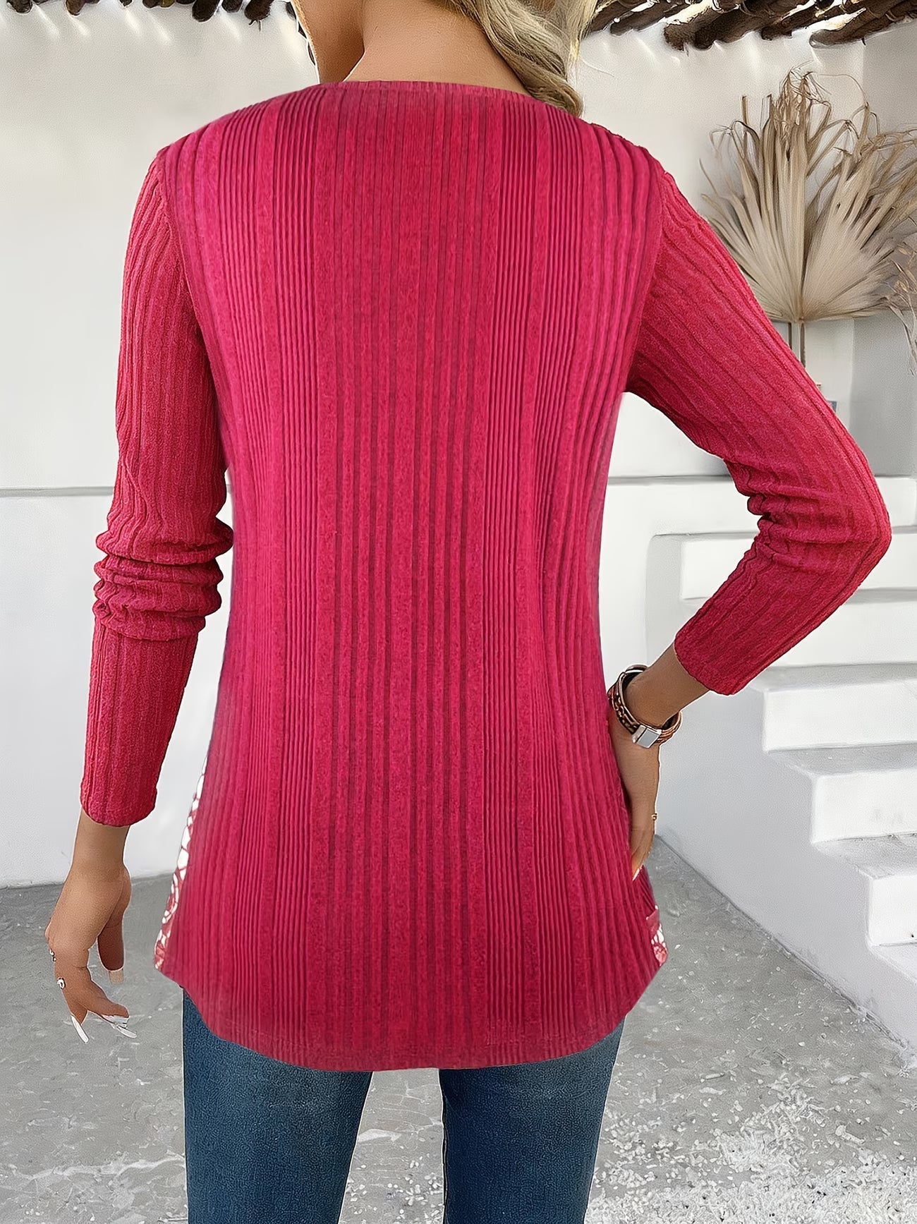 Lizeth | Ribbed Long Sleeve Printed Tunic