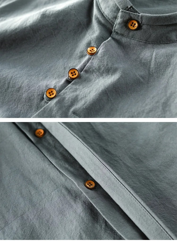 Tevin | Long Sleeve Stand Collar Button Shirt