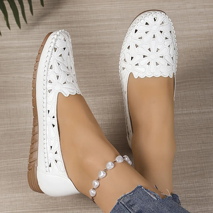 Inessa | Floral Cutout Loafer Flats
