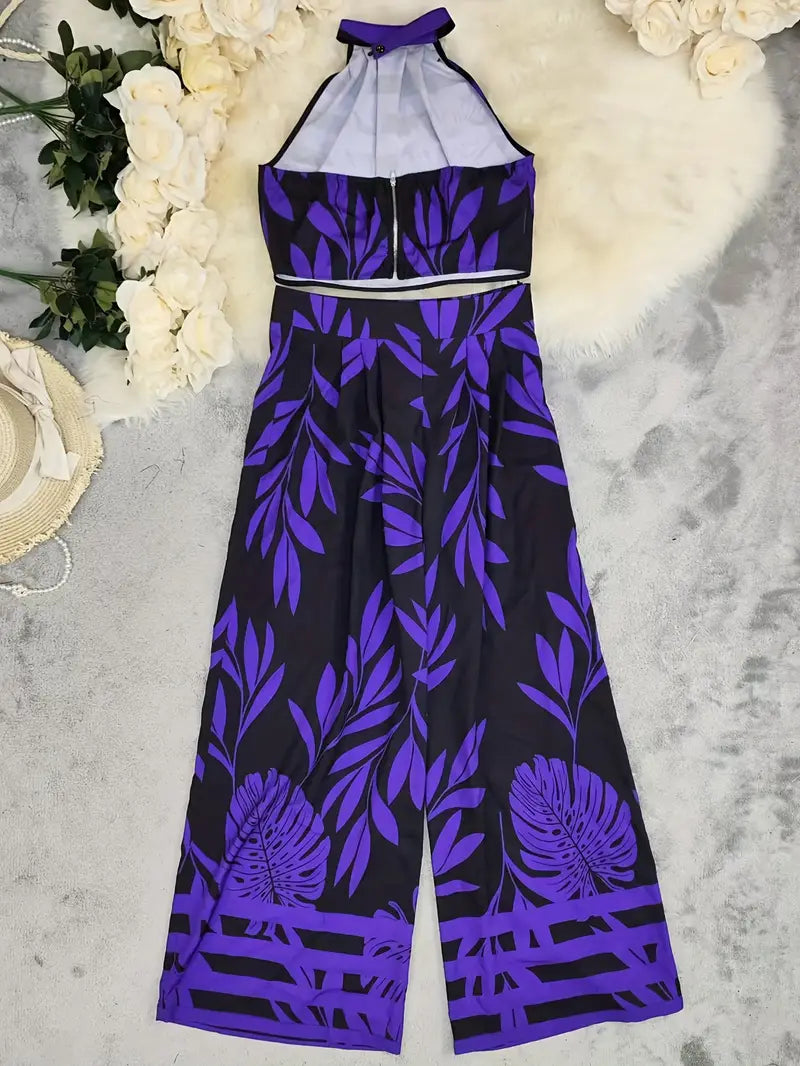 Zirina | Tropical Print Halter Two Piece Set