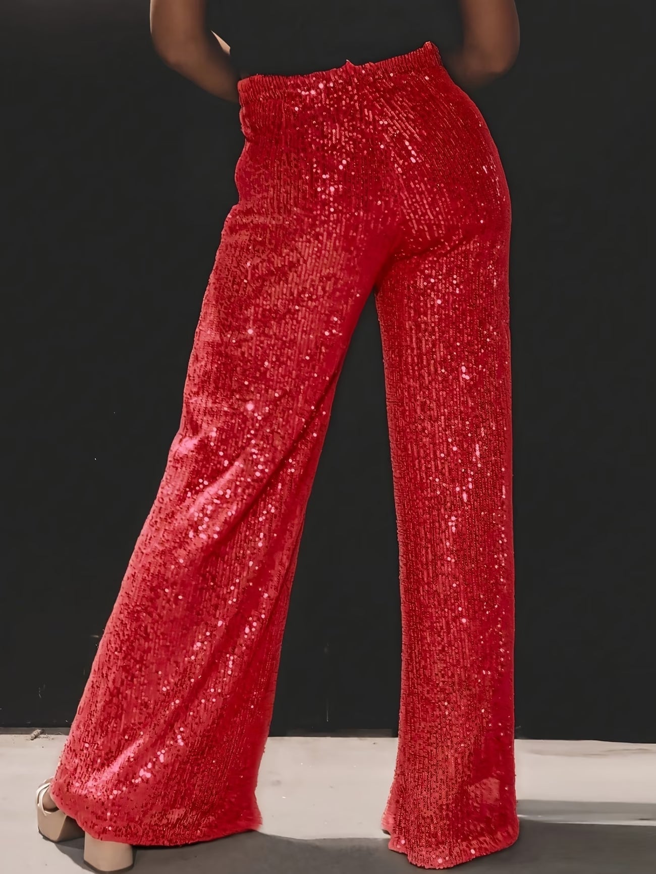 Tnora | Trousers Sequin Wide Leg High Waist