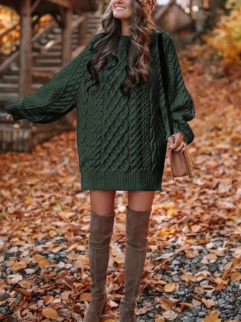 Joelle | Cable Knit Long Sleeve Jumper Dress