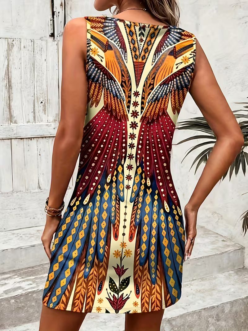 Sajila | Sleeveless Printed Scoop Neck Mini Dress