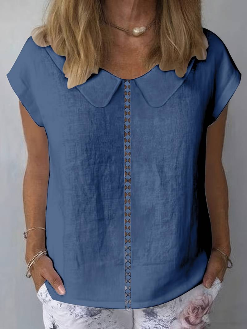 Krischelle - Peter Pan Collar Short Sleeve Blouse