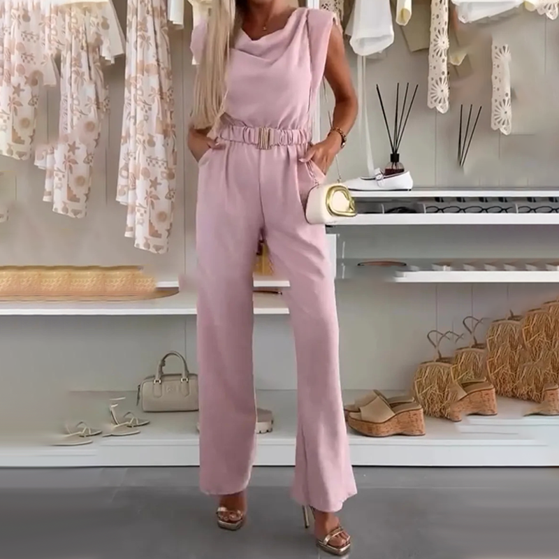 Lyda - Sleeveless Wide Leg Belted Jumpsuit