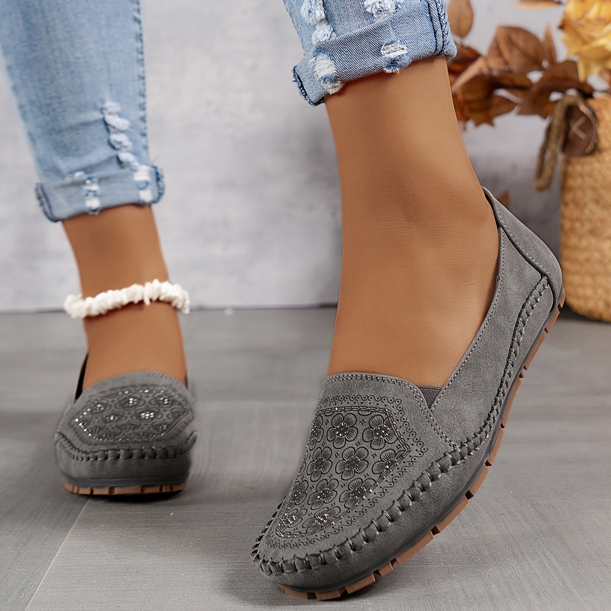 Lyrissa | Floral Slip-On Casual Loafers