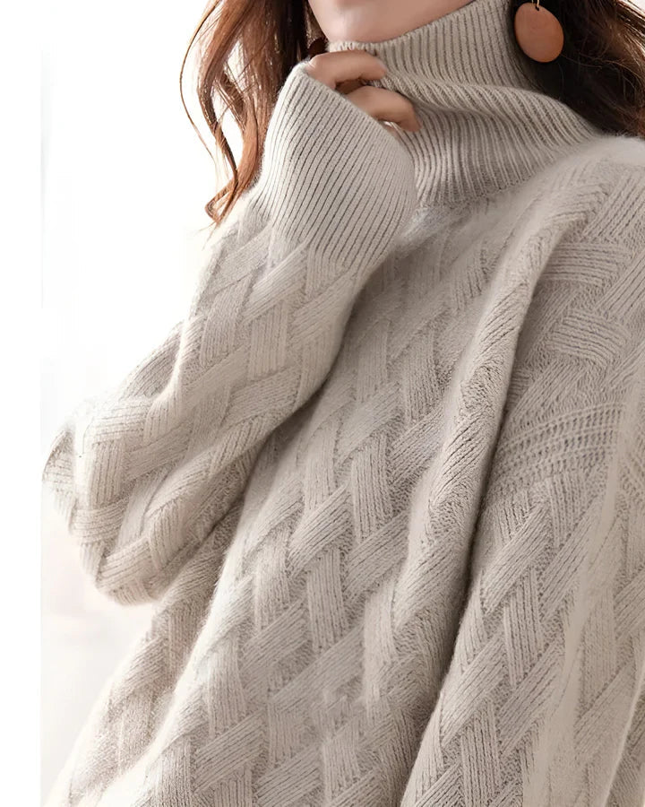 Rachael | Textured Knit Turtleneck Jumper Long Sleeve