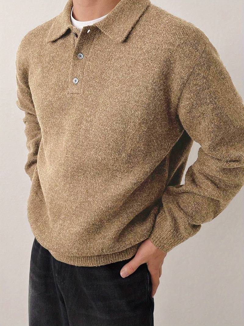 Eliran | Long Sleeve Textured Knit Polo Top
