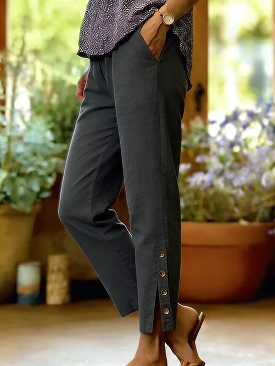 Kileza | Button Hem Loose Fit Trousers