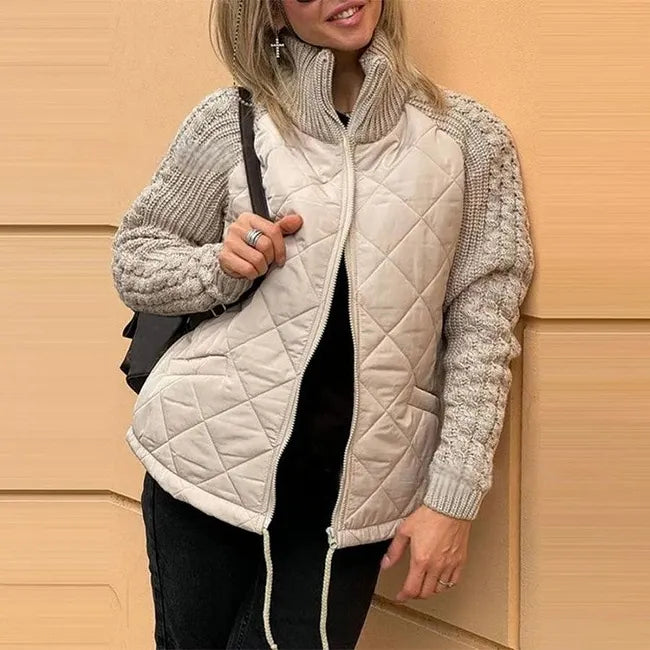 Daphne | Quilted Jacket with Knitted Sleeves