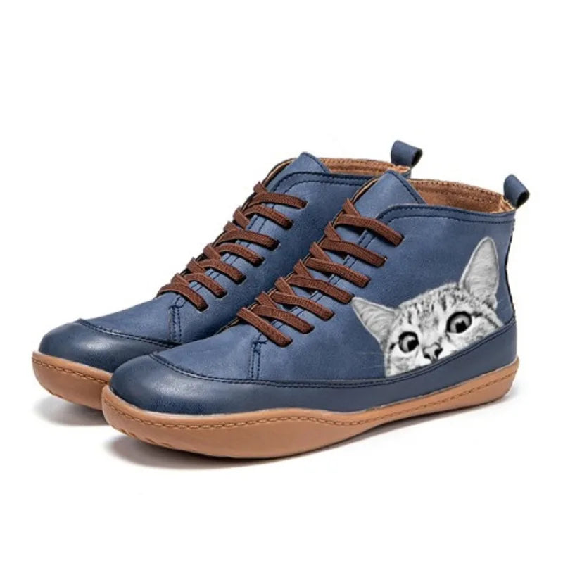 Fenna  | Cat Print Hi-Top Trainers