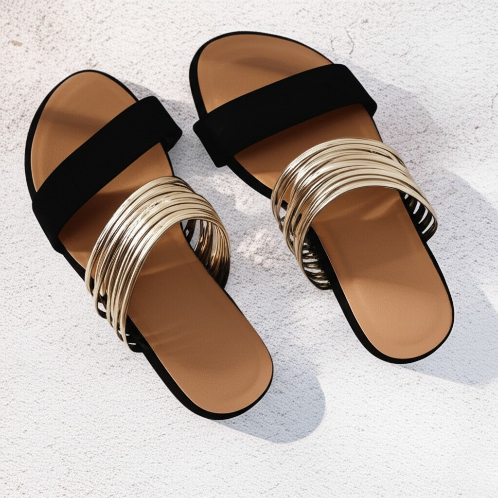 Mukaina | Flat Sandals With Metallic Strap
