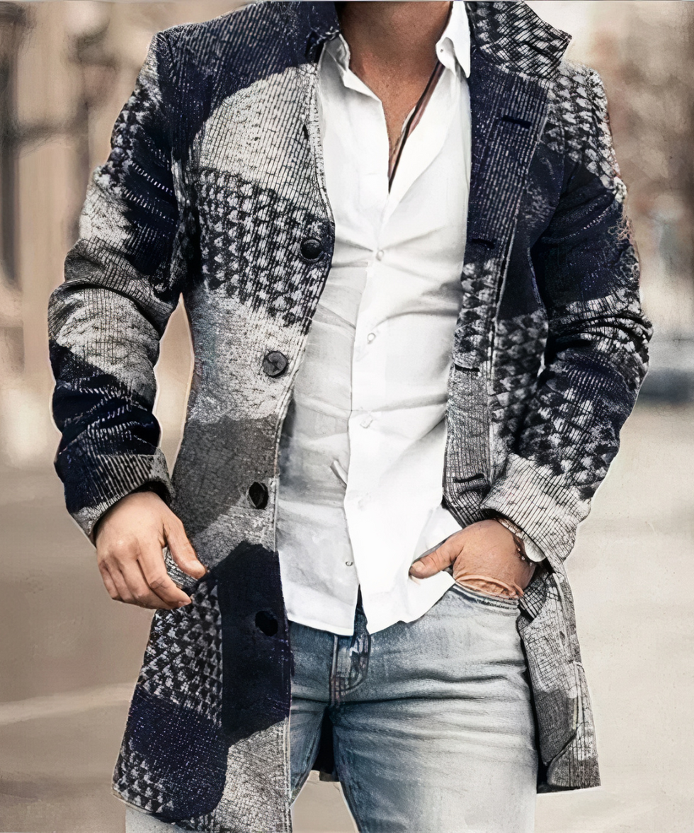 Evans | Button Front Checked Longline Coat