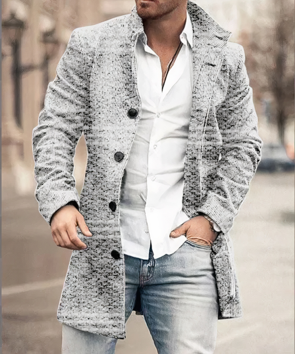 Evans | Button Front Checked Longline Coat