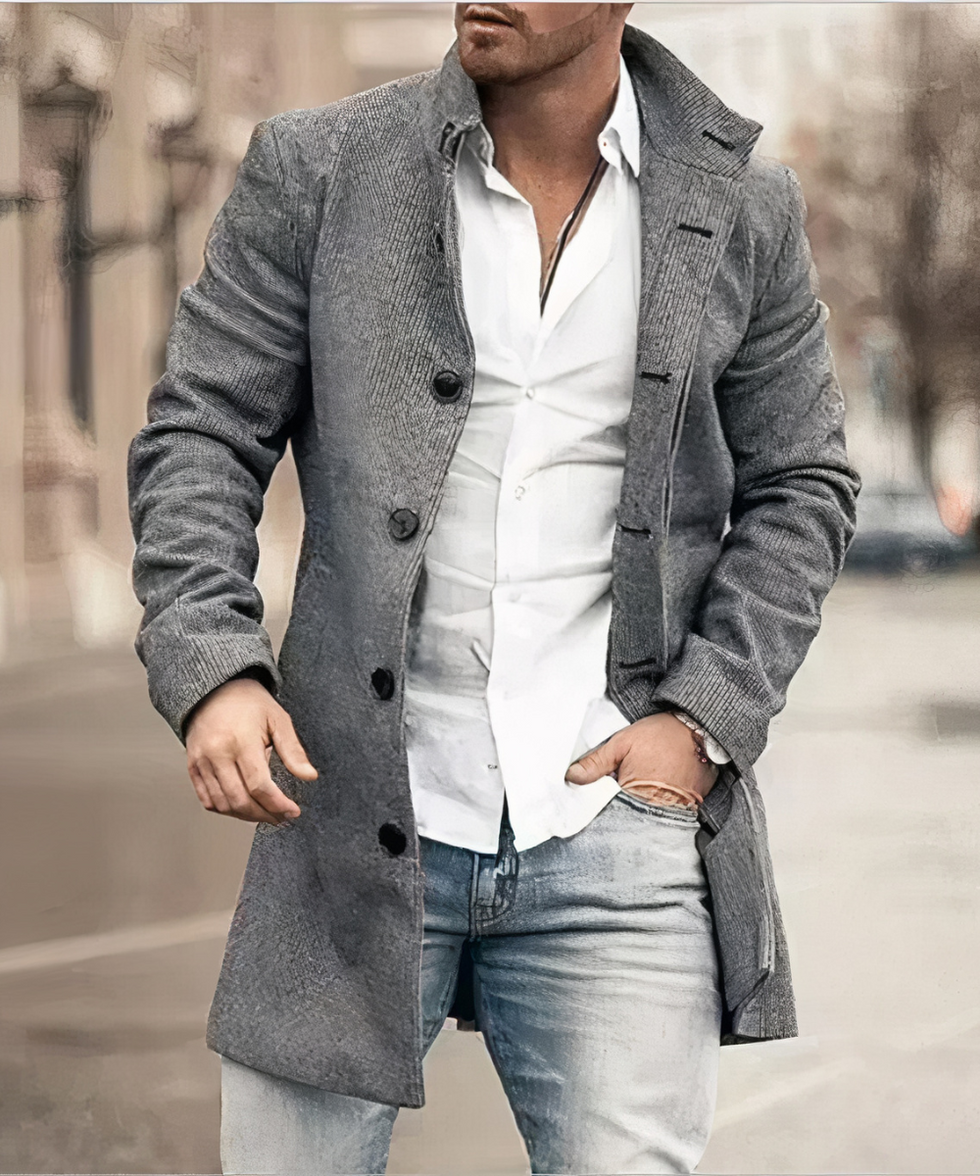Evans | Button Front Checked Longline Coat