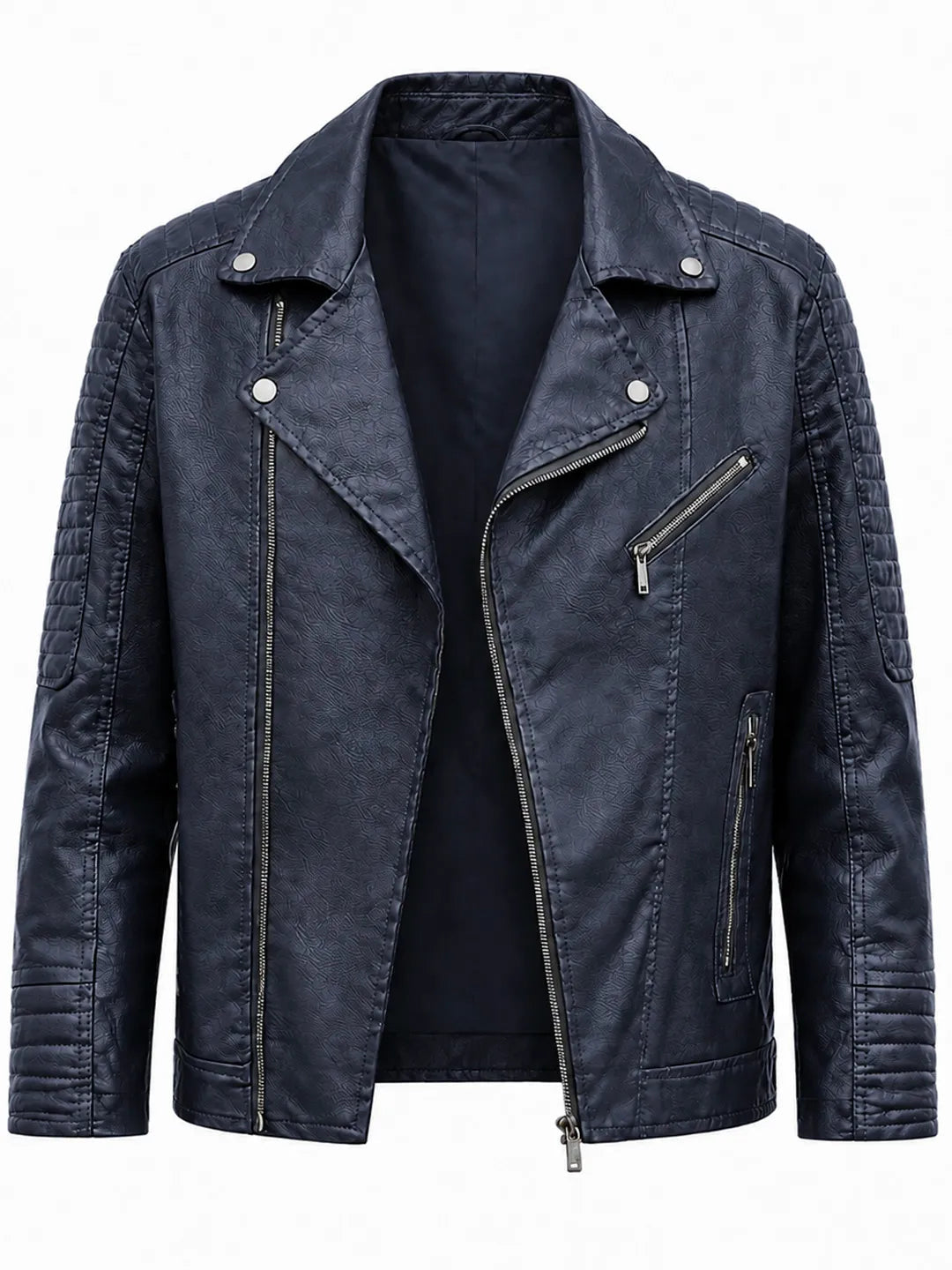 Kathryn | Biker Jacket with Asymmetric Zip and Quilted Sleeves