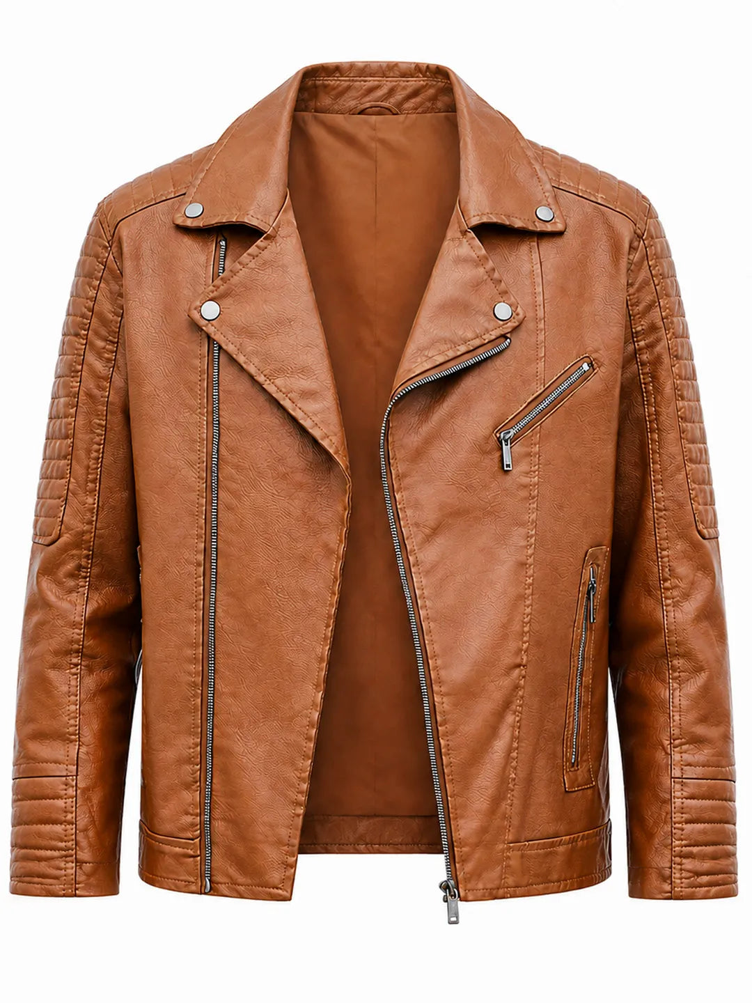 Kathryn | Biker Jacket with Asymmetric Zip and Quilted Sleeves