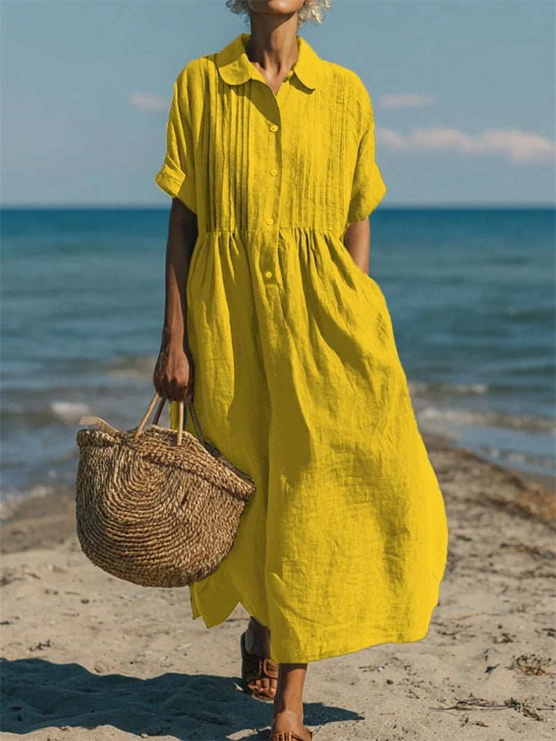 Janny - Shirt Dress Loose Short Sleeve Midi