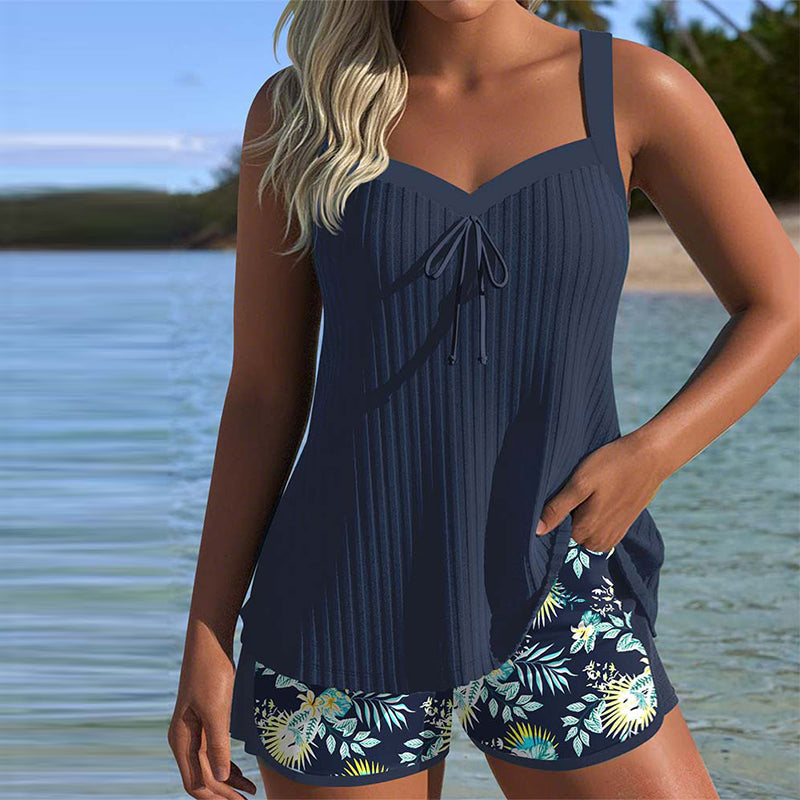 Elvia | Floral Print Tankini Shorts Swim Set